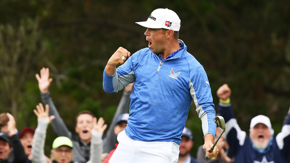 Gary Woodland celebrates