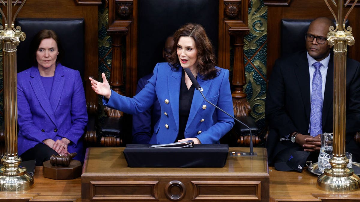 Gretchen Whitmer speaking to Michigan legislature