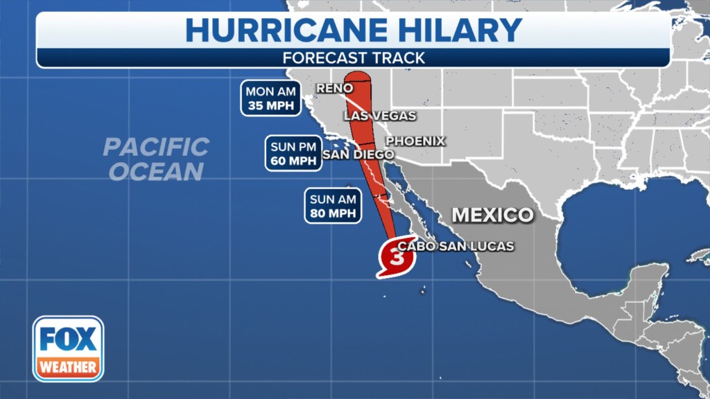 Hurricane Hillary map