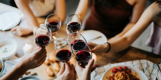 friends cheers wine glasses