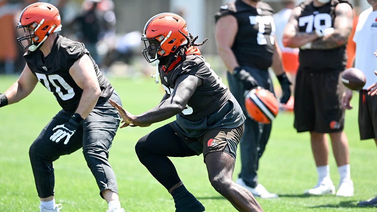 James Hudson III runs a drill during OTAs in May