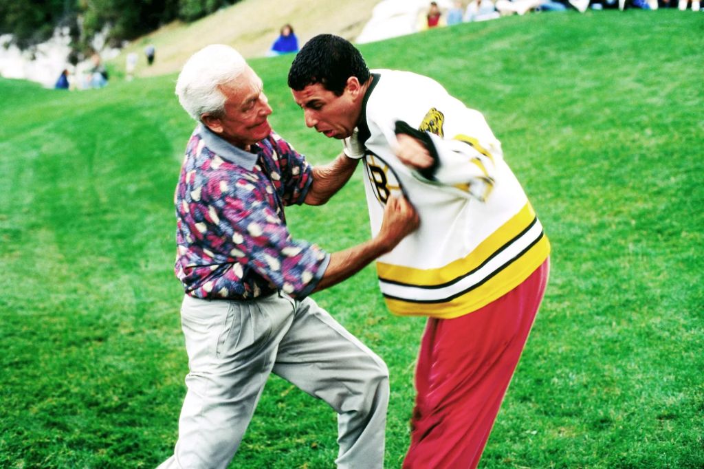 Bob Barker punching Adam Sandler in the stomach in "Happy Gilmore"