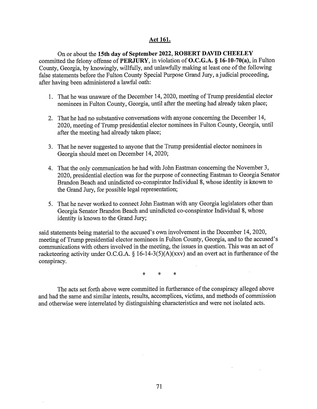 Page 71 of Georgia Indictment PDF document.