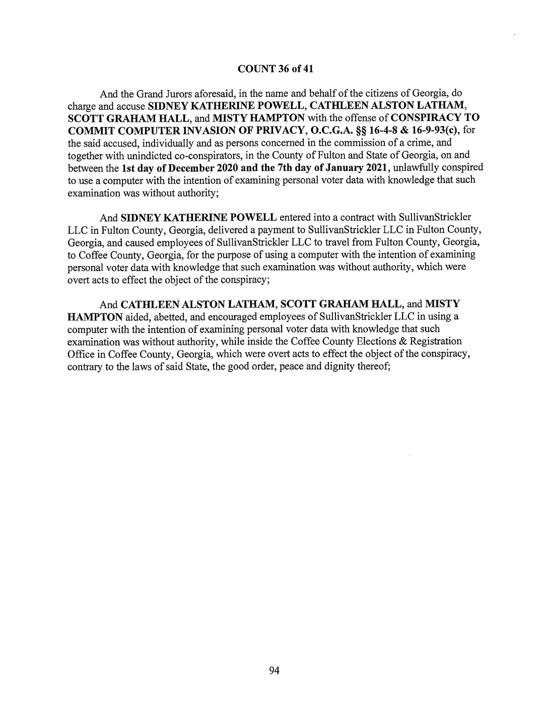 Page 94 of Georgia Indictment PDF document.