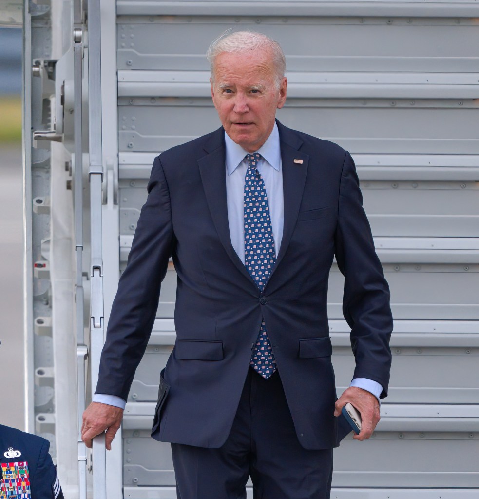 President Joe Biden disembarks Air Force One at John F. Kennedy International Airport on September 17, 2023 in New York City. (Photo by James Devaney/GC Images)
Celebrity Sightings In New York City - September 17, 2023