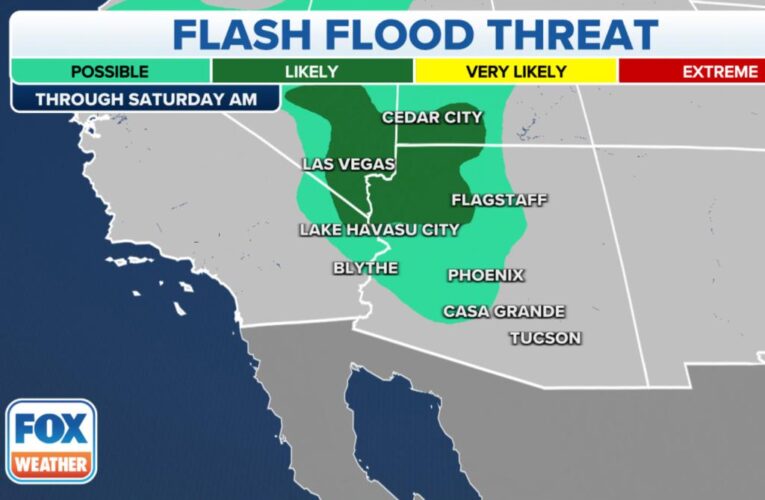 Las Vegas, Southwest region face renewed threats of flash floods due to monsoon thunderstorms Saturday