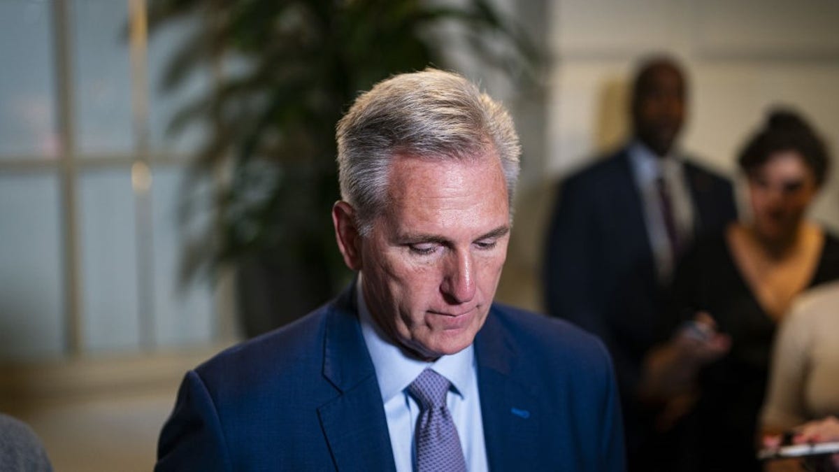 House Speaker Kevin McCarthy following a House caucus meeting at the US Capitol