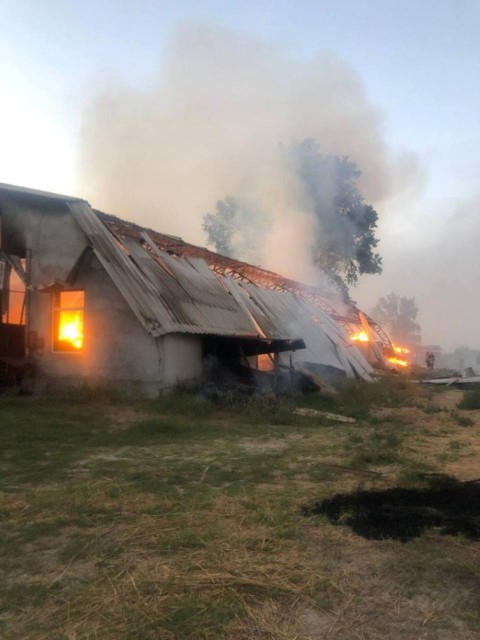 Smoke billows from a fire at a site that was hit amid Russian drone attacks at Odesa region, Ukraine, on Sep. 4, 2023.  