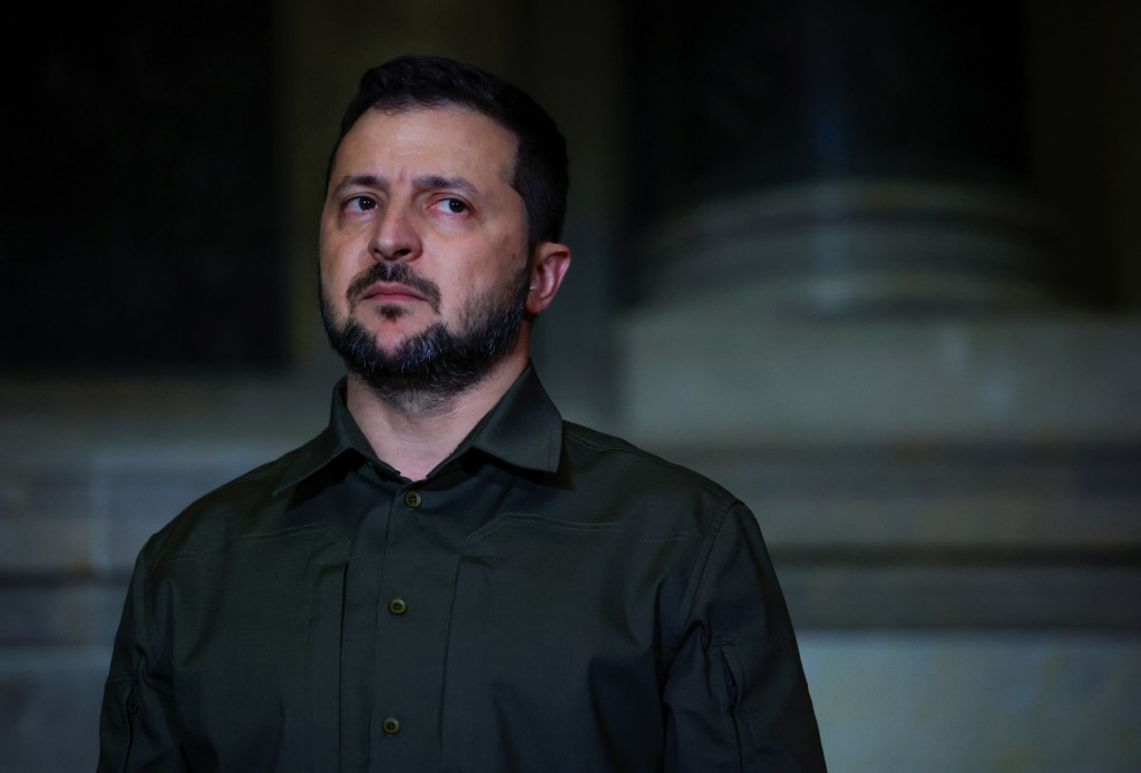 Zelenskiy listens during an event to thank Americans for their support of Ukraine in the war with Russia, at the National Archives in Washington DC., on Sept. 21, 2023. 