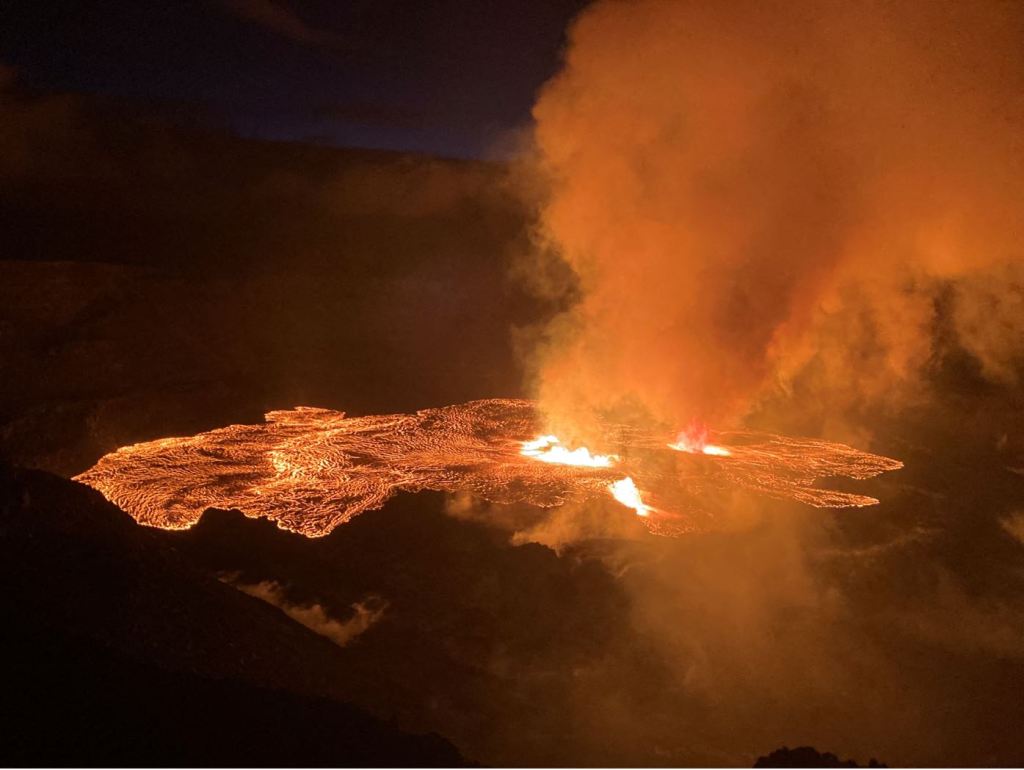 Kilauea erupting from the Halemaumau summit crater in Hawaii on June 7, 2023.