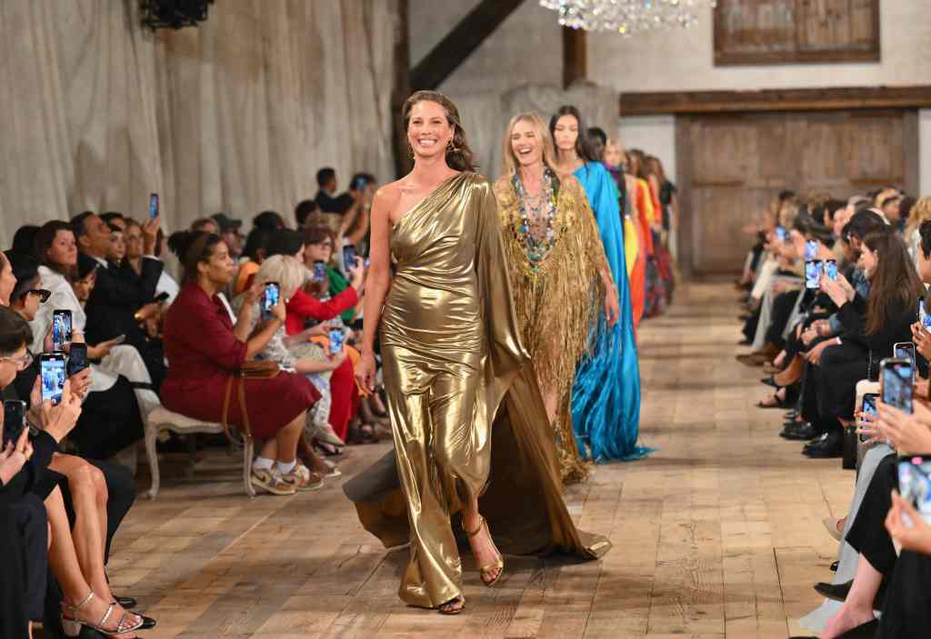 model Christy Turlington walks the runway for the Ralph Lauren Spring Summer 2024 runway show during New York Fashion Week in New York on September 8, 2023.