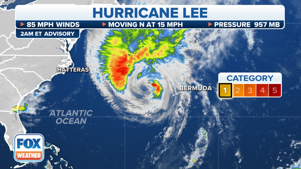 Hurricane Lee was barreling towards New England and eastern Canada as a powerful Category 1 storm