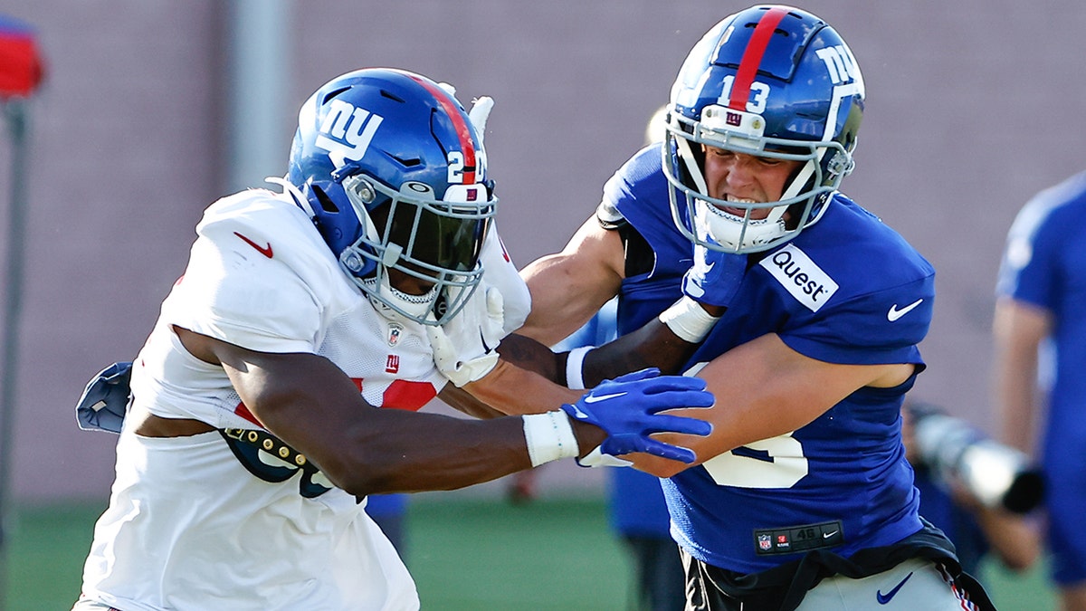 Amani Oruwariye battles at practice