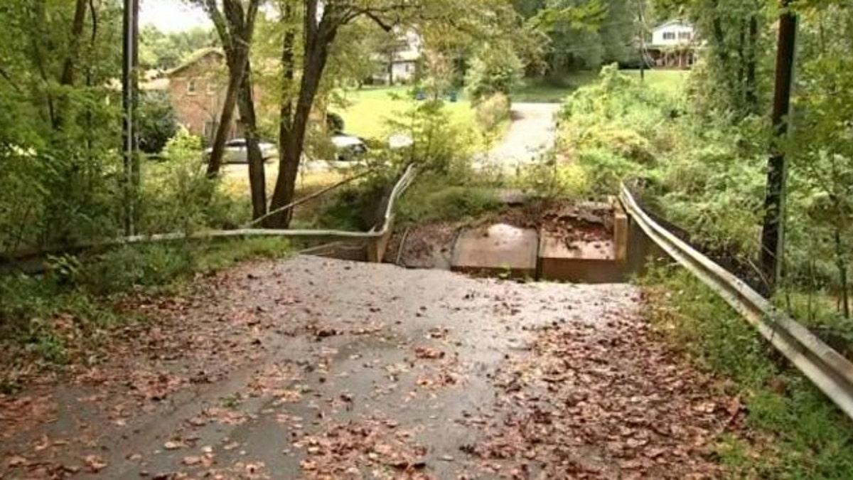 The collapsed Snow Creek Bridge