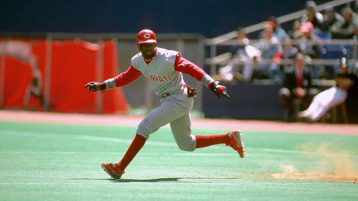 Deion Sanders plays for the Cincinnati Reds