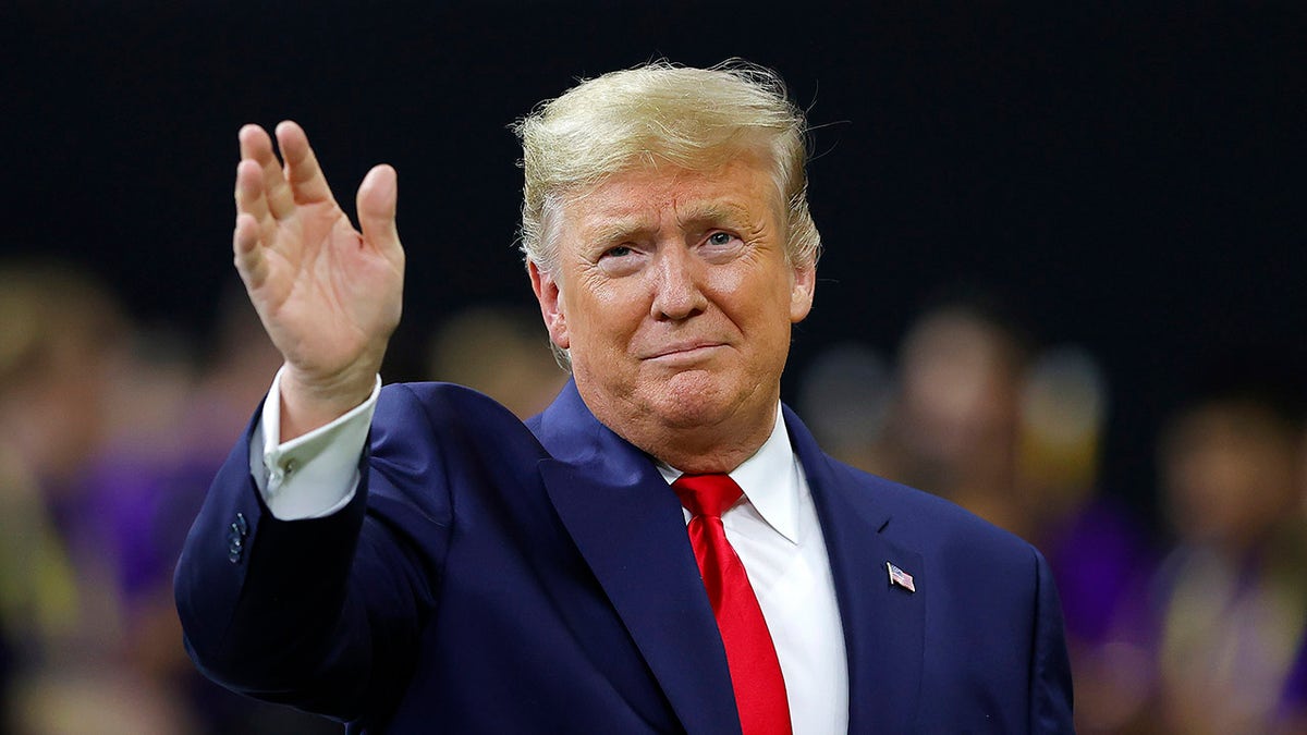 Donald Trump waves to crowd