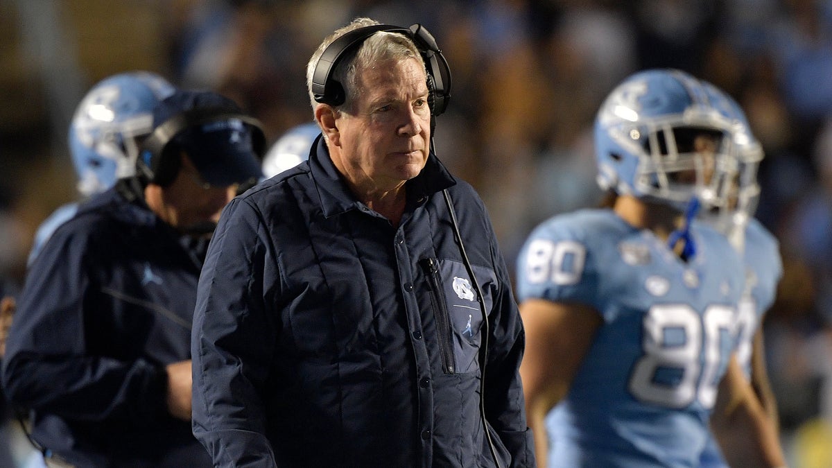 Mack Brown watches tNorth Carolina Tar Heels play