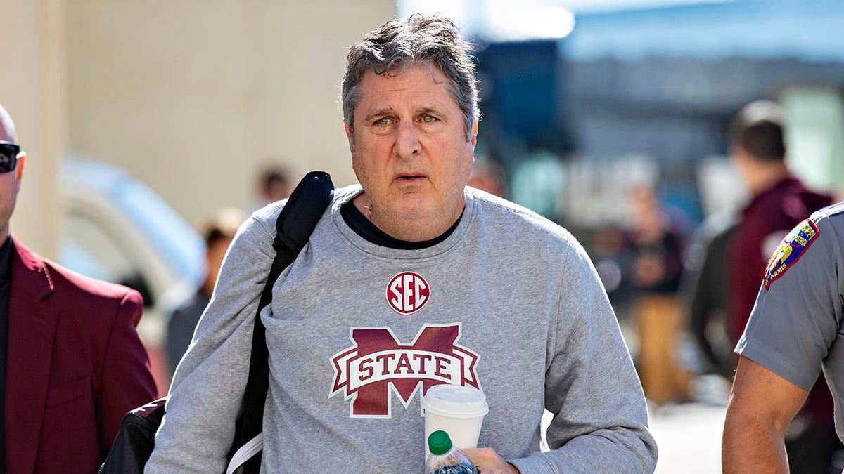 Mike Leach before a game against Arkansas