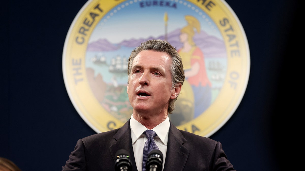 Gov. Gavin Newsom at podium