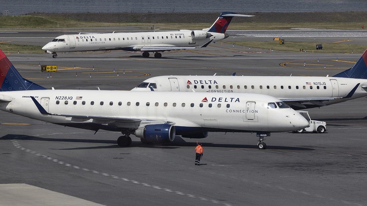 Three Delta air lines plane seen on the tarmac