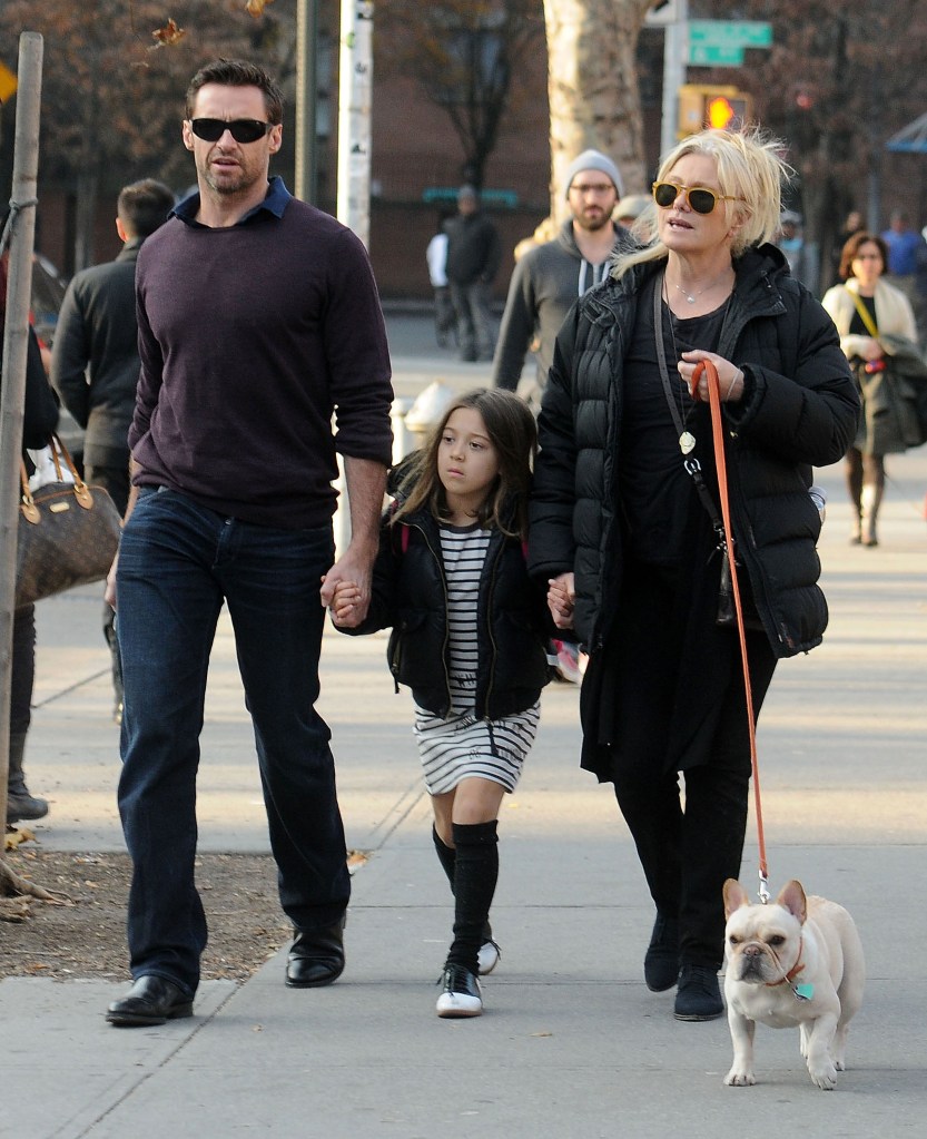 Hugh Jackman, his wife Deborra-Lee Furness, daughter Ava and dog Peaches are seen on December 03, 2012 in New York City. 