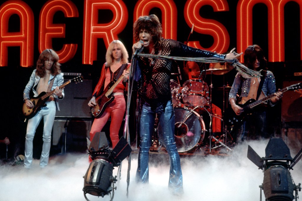 "Aerosmith" perform on the Midnight Special TV Show on Nov. 24, 1978. From left to right: Brad Whitford, Tom Hamilton, Steven Tyler, Joey Kramer, Joe Perry. 