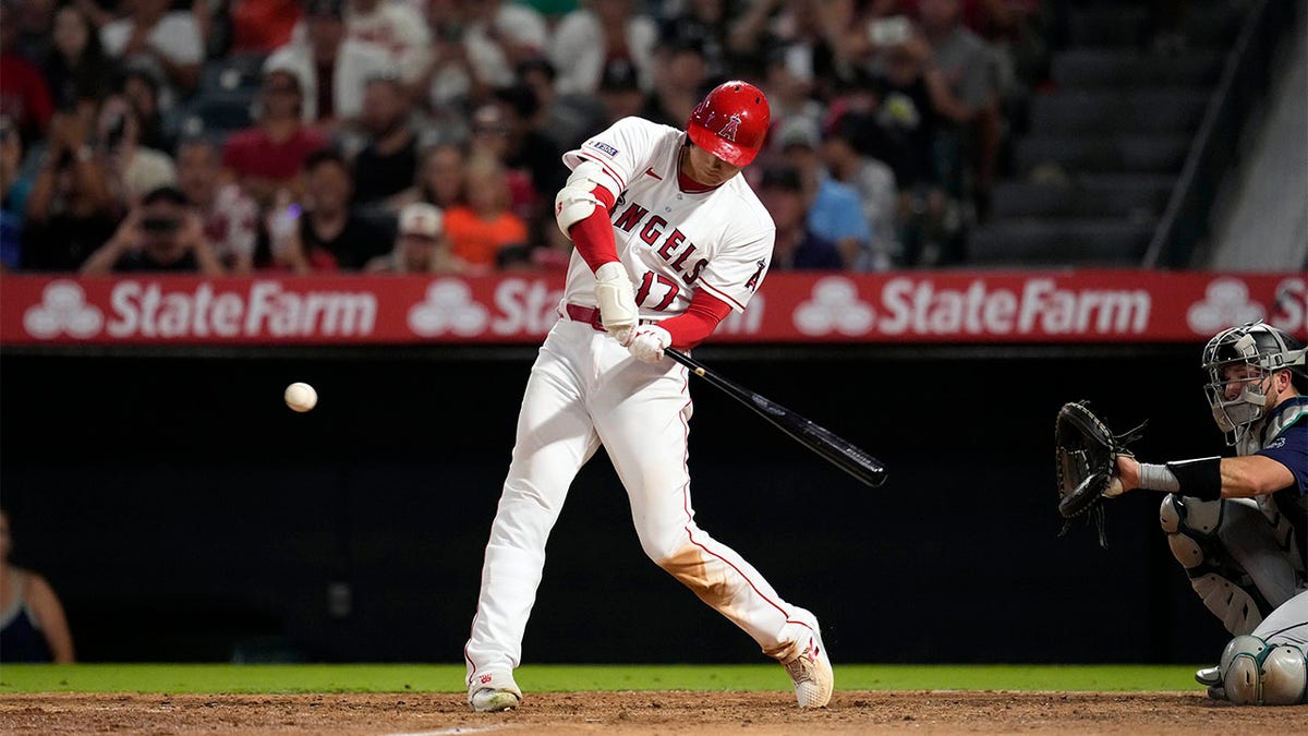 Shohei Ohtani hits a home run