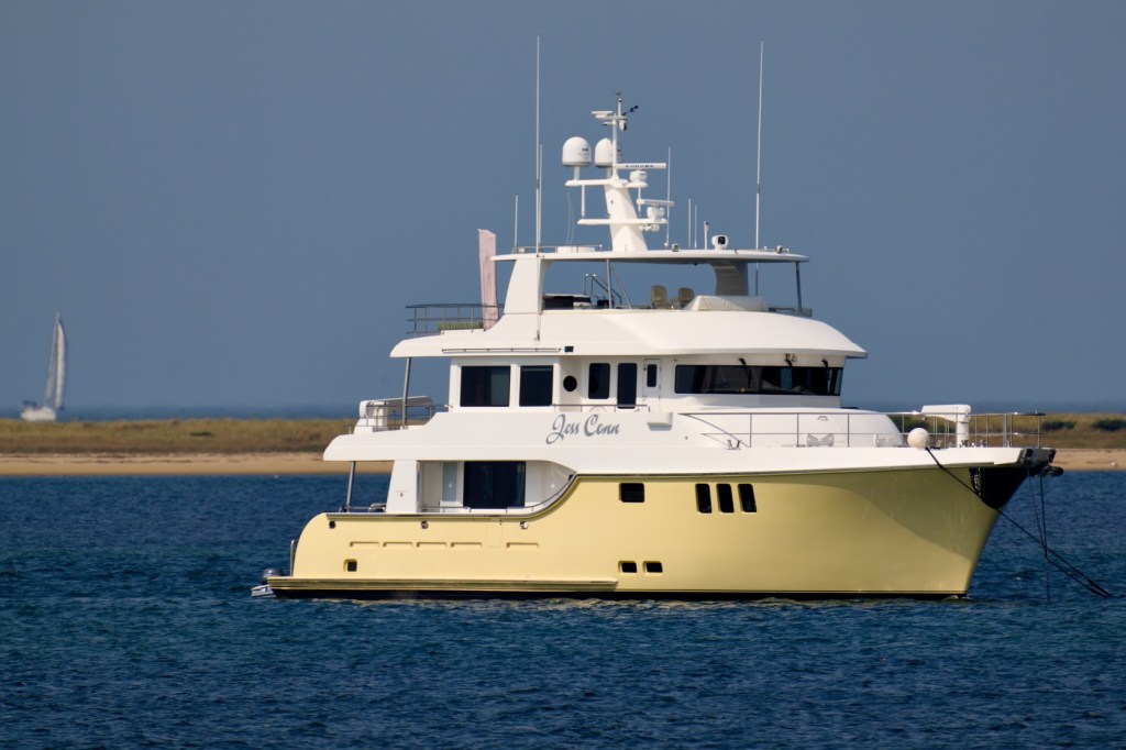 The luxury yacht owned by Scott Anthony Burke is spotted near Nantucket Harbor on Sep. 9, 2023 in Nantucket, MA. 
