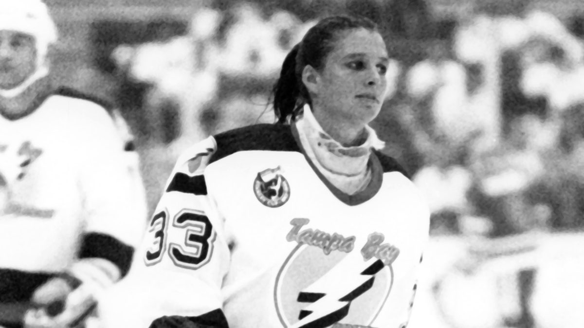 Manon Rheaume plays in an NHL preseason game