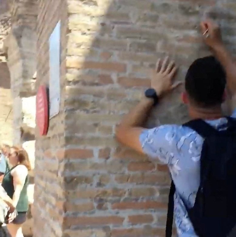 In June, a man was caught carving his and his girlfriend's name into the Colosseum in Rome