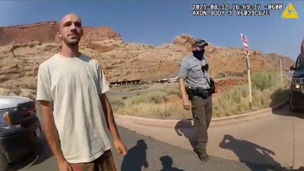 Brian Laundrie is pictured during a police stop in Utah
