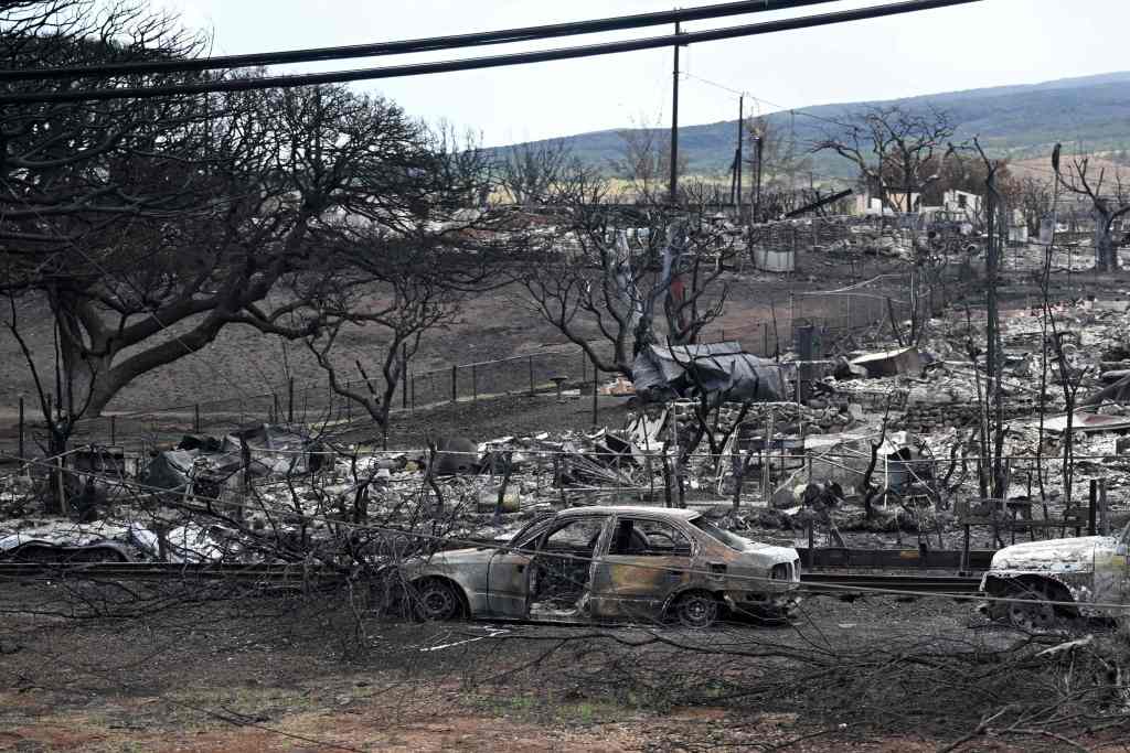 A neighborhood destroyed by the fire in Lahaina.