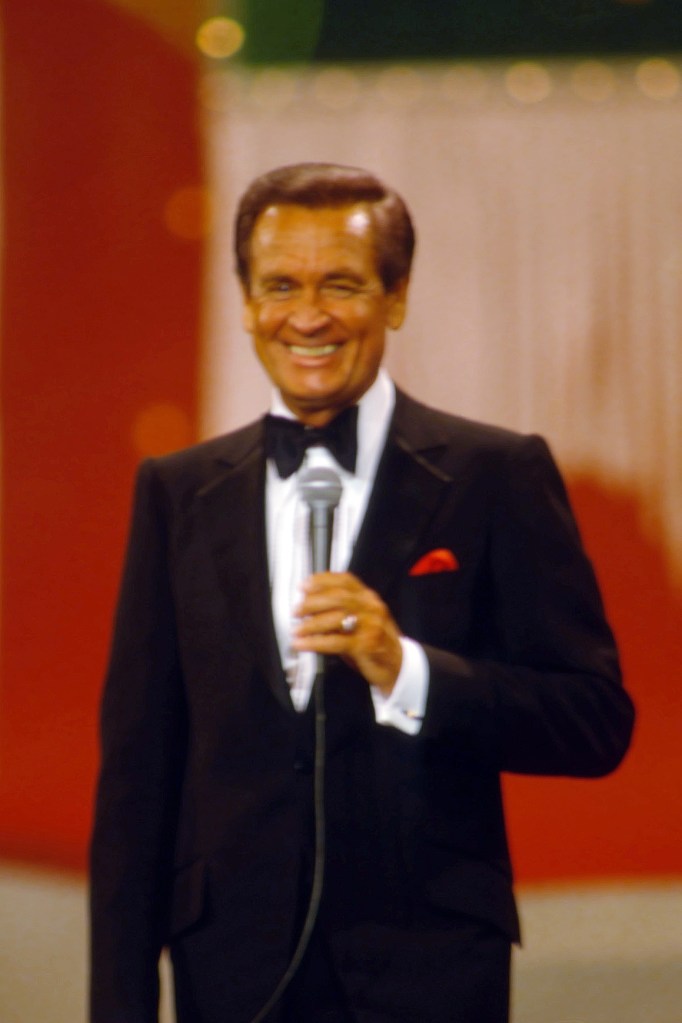 Bob Barker speaks during Miss Universe in 1983 in St. Louis. 