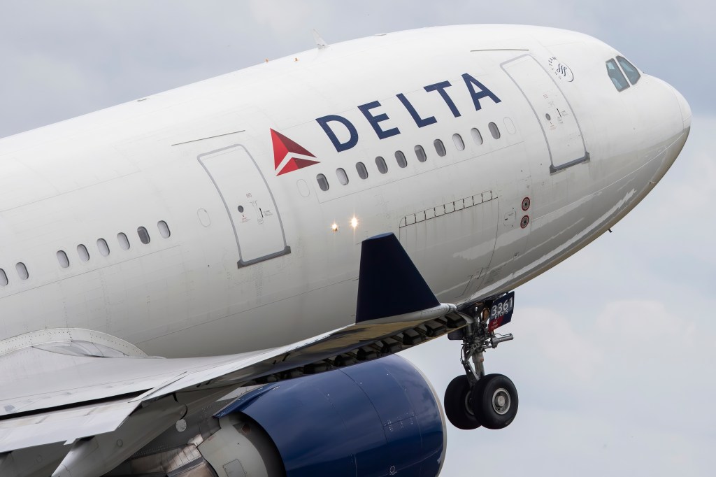 A Delta plane is pictured taking flight.