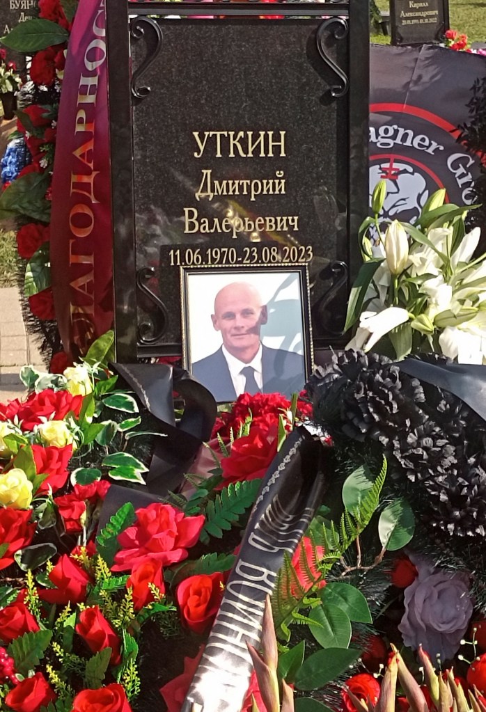 A view shows the grave of co-founder and military commander of Wagner mercenary group Dmitry Utkin, who died in a recent plane crash, following a funeral at a cemetery in Mytishchi on the outskirts of Moscow, Russia, August 31, 2023. 