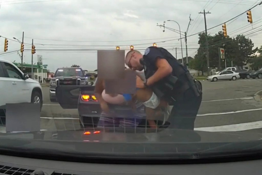The cop gave the baby back blows to get him to start breathing again. 
