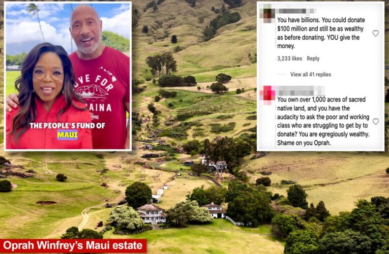 Oprah and The Rock face backlash for asking fans to donate money toward Maui fires