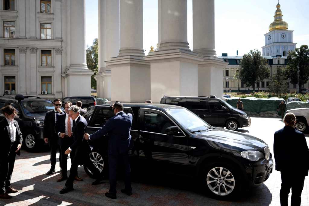 US Secretary of State Antony Blinken arrives at the Ministry of Foreign Affairs.