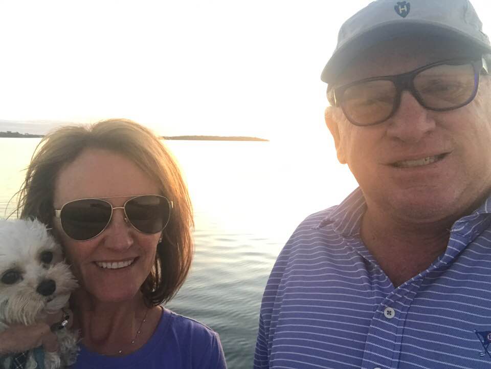 Dr. Scott Burke, is seen with his wife Ellen in an undated Facebook photo. Burke was arrested Tuesday, Sept. 5, 2023, after police allegedly found guns, drugs and prostitutes on his 70-foot luxury yacht anchored in Nantucket Harbor.