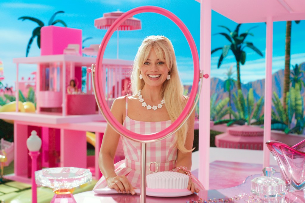 This image released by Warner Bros. Pictures shows Margot Robbie in a scene from "Barbie" 