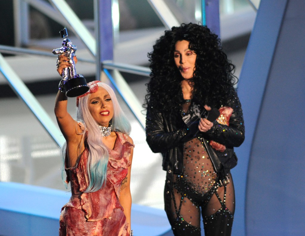 Lady Gaga and Cher at the 2010 VMAs.