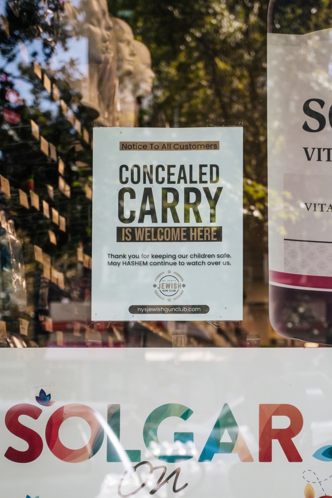 "Concealed Carry Is Welcome Here" sign at Crown Drugs