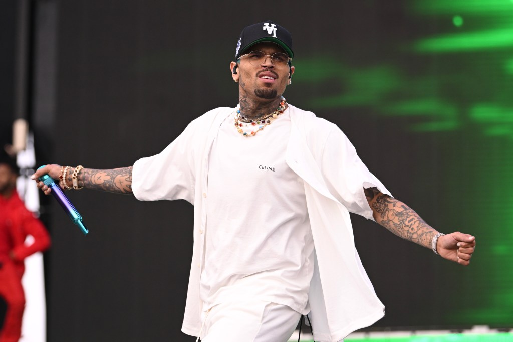 Chris Brown performs during the Lovers and Friends Music Festival at the Las Vegas Festival Grounds on May 06, 2023 in Las Vegas, Nevada.