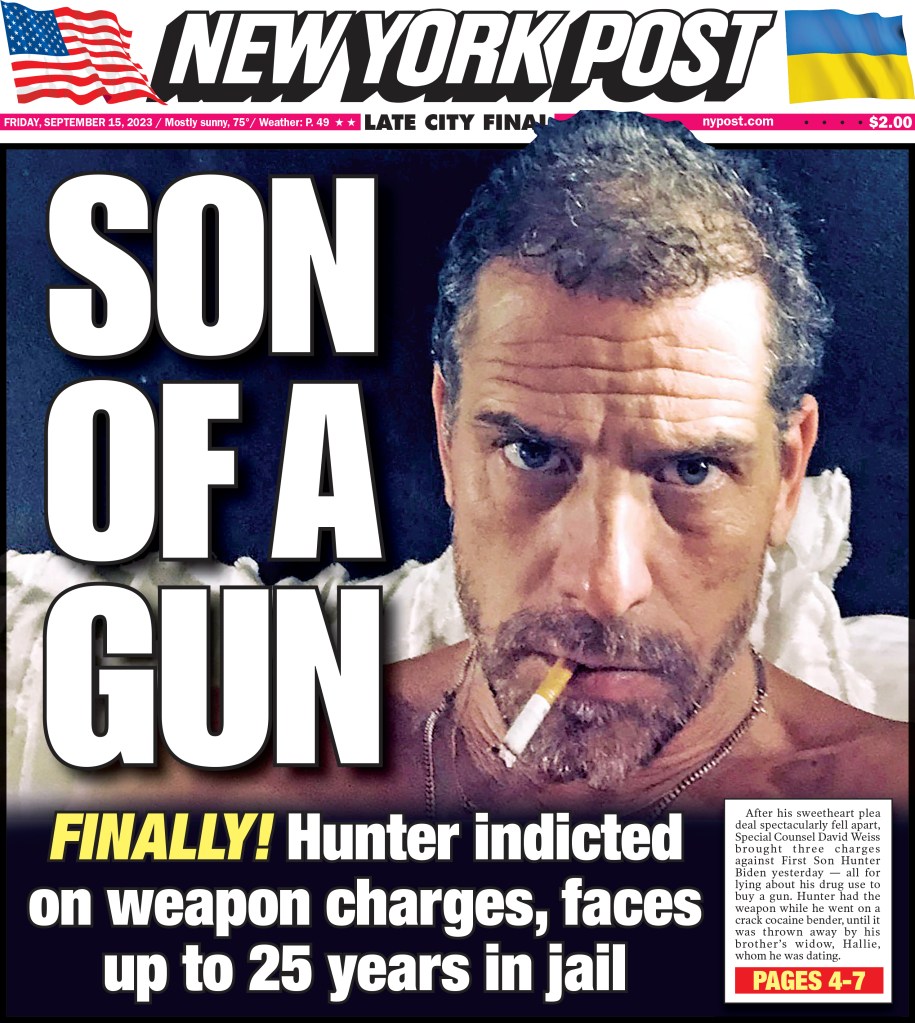 Hunter Biden on the cover the NY Post