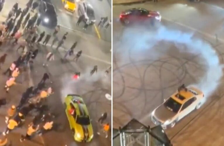Shocking moment drivers shut down Philly street for illegal stunts
