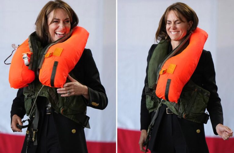 Kate Middleton breaks down laughing as she struggles to inflate life vest