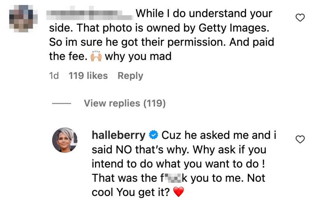 Berry wrote on Instagram that she denied Drake permission to use the picture when he asked.