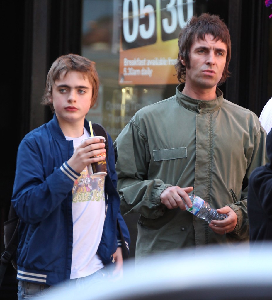 Liam Gallagher and son Lennon in 2012. 