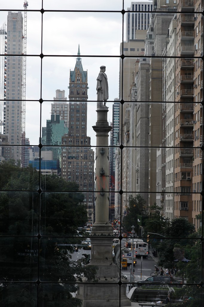 A statue of Christopher Columbus in NYC. 