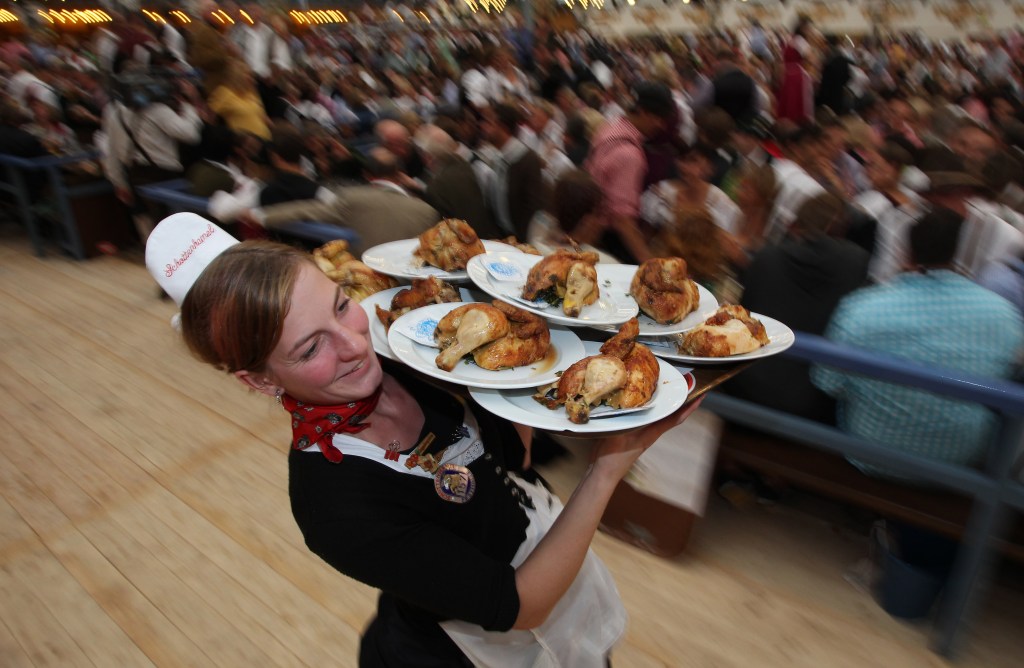 Andrea Koerner (not pictured) usually orders the chicken when she attends Oktoberfest every year but the higher price tag -- at 20.50 euros or $22 USD, roughly 50% more than the nonorganic option -- made her break with tradition.